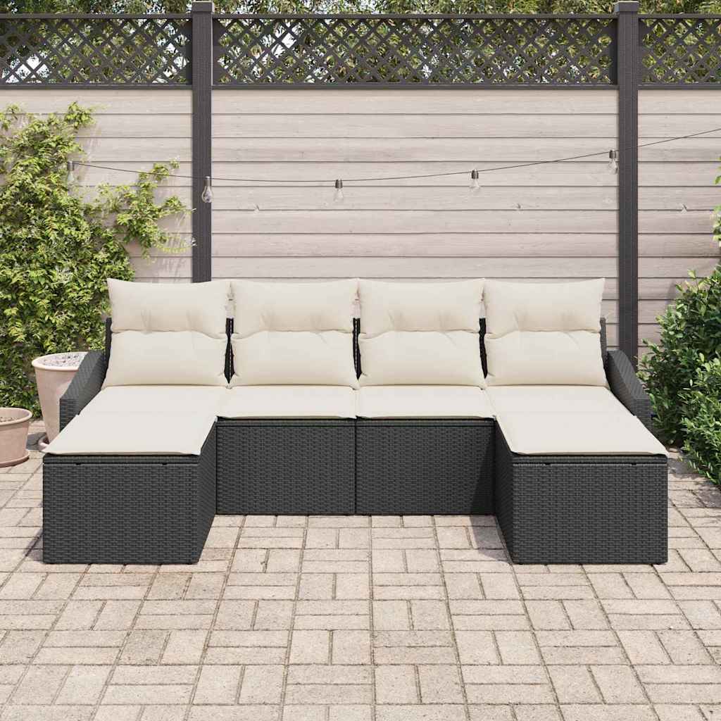 Garten Essgruppe mit Kissen 6 pcs Schwarz und Creme